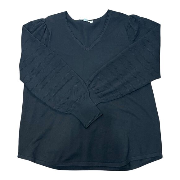 Chico’s 4 XXL Black Cashmere Blend V-Neck Sweater Balloon Sleeves Knit Top - Picture 9 of 9